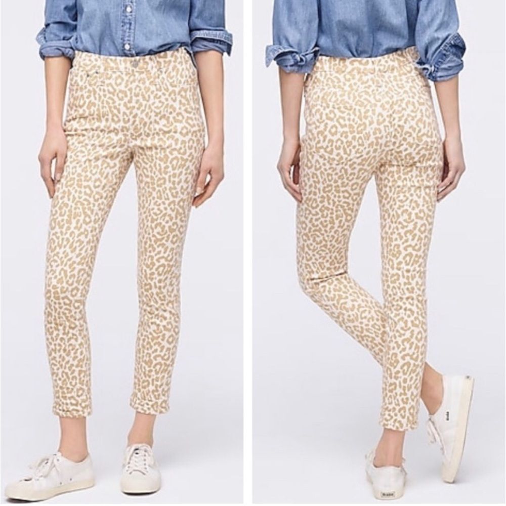 J. Crew 10" highest-rise toothpick jean in safari leopard Size 27